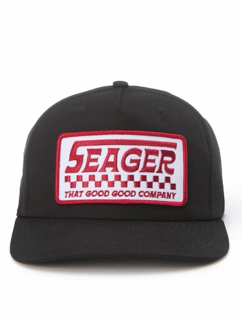 Seager NWT Black Snapback Hat with Red & White Patch Logo